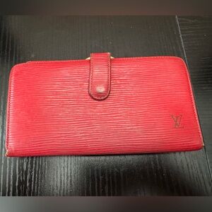 Louis Vuitton epi Red Wallet with Textured Design